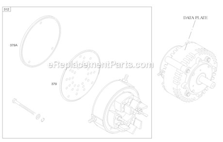 Brush End Housing Brush Cover Diagram and Parts List for AB0101-0115-01  Briggs and Stratton Engine